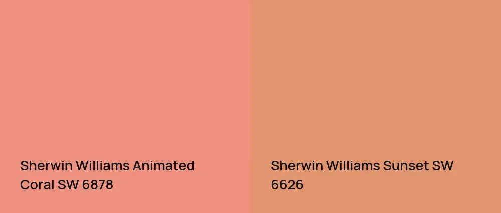 Sherwin Williams Animated Coral SW 6878 vs Sherwin Williams Sunset SW 6626