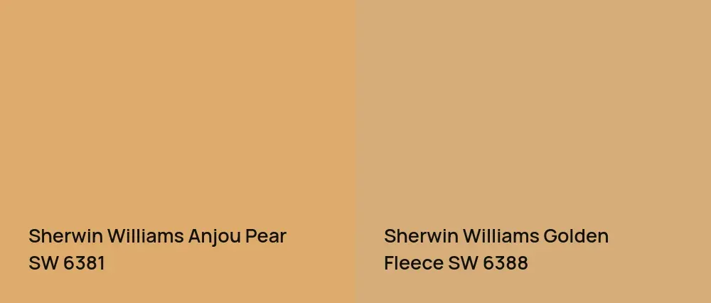 Sherwin Williams Anjou Pear SW 6381 vs Sherwin Williams Golden Fleece SW 6388