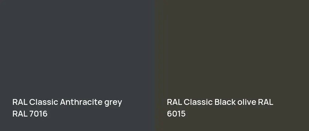 RAL Classic  Anthracite grey RAL 7016 vs RAL Classic  Black olive RAL 6015