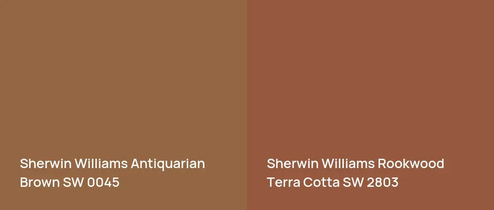 Sherwin Williams Antiquarian Brown SW 0045 vs Sherwin Williams Rookwood Terra Cotta SW 2803