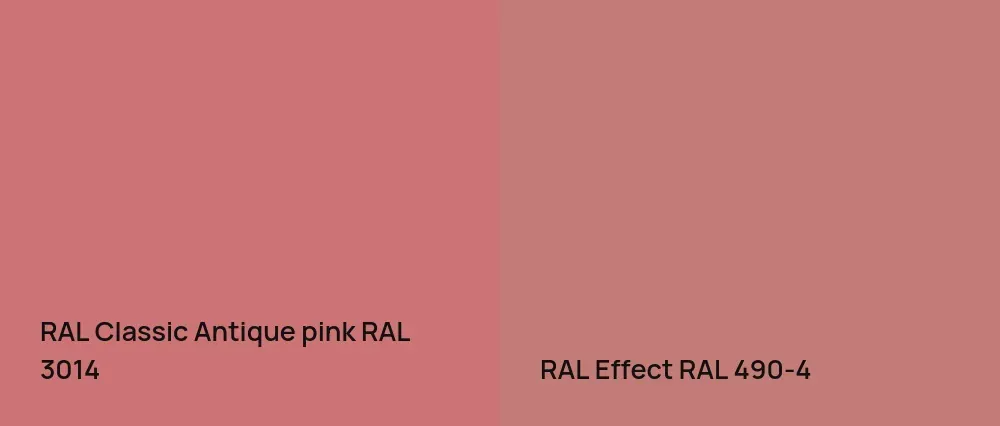 RAL Classic Antique pink RAL 3014 vs RAL Effect  RAL 490-4