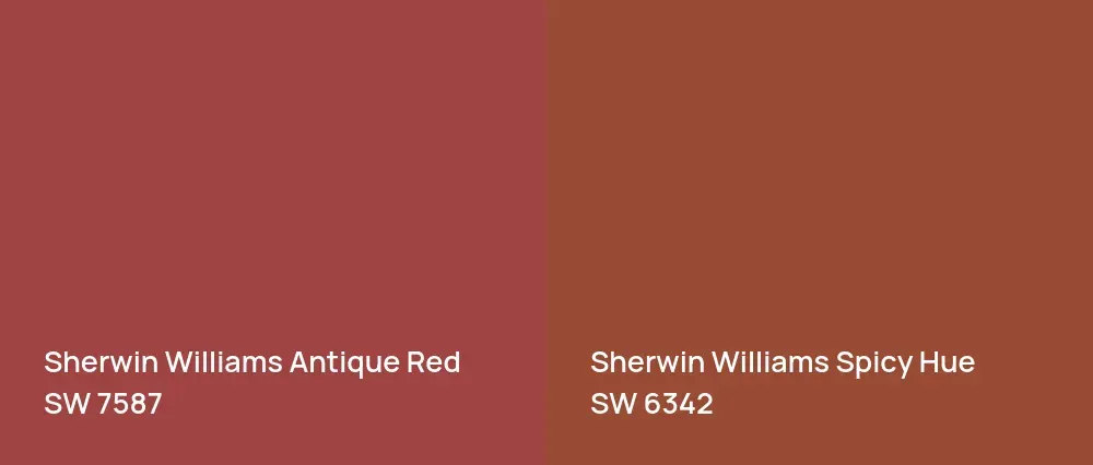 Sherwin Williams Antique Red SW 7587 vs Sherwin Williams Spicy Hue SW 6342