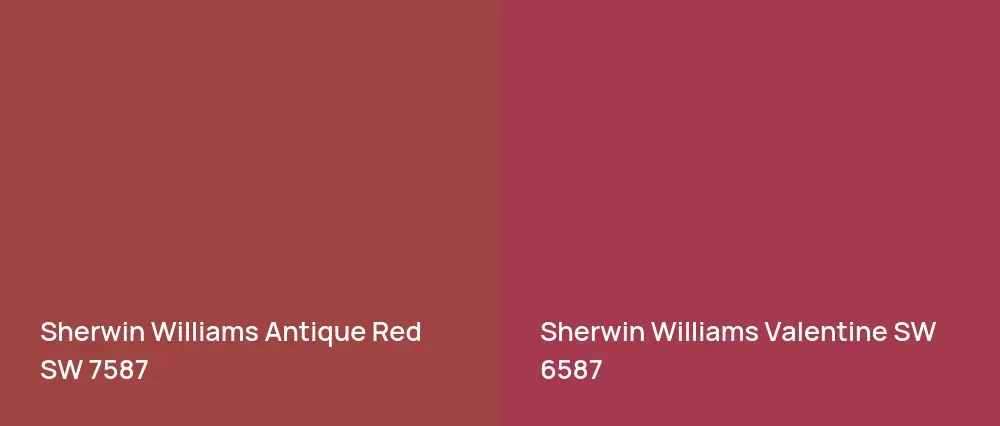 Sherwin Williams Antique Red SW 7587 vs Sherwin Williams Valentine SW 6587