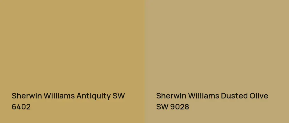 Sherwin Williams Antiquity SW 6402 vs Sherwin Williams Dusted Olive SW 9028