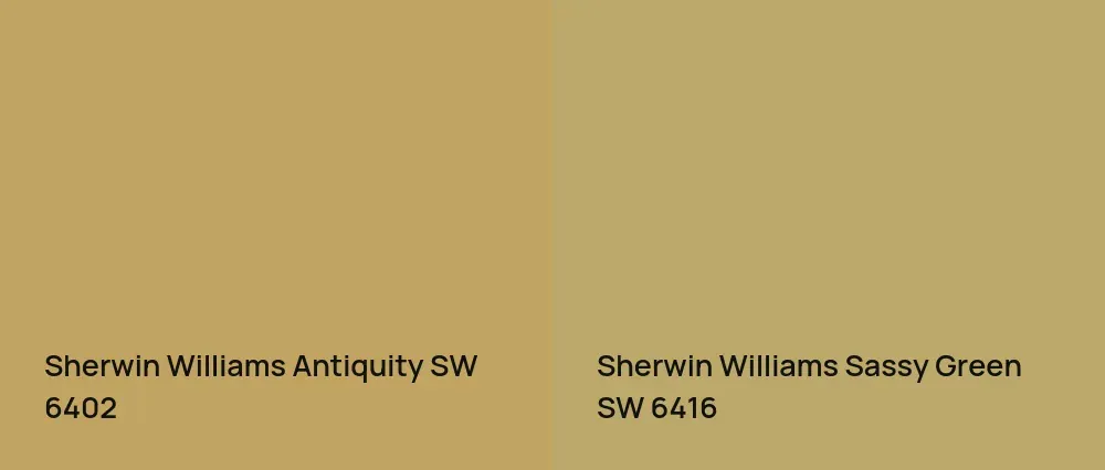 Sherwin Williams Antiquity SW 6402 vs Sherwin Williams Sassy Green SW 6416