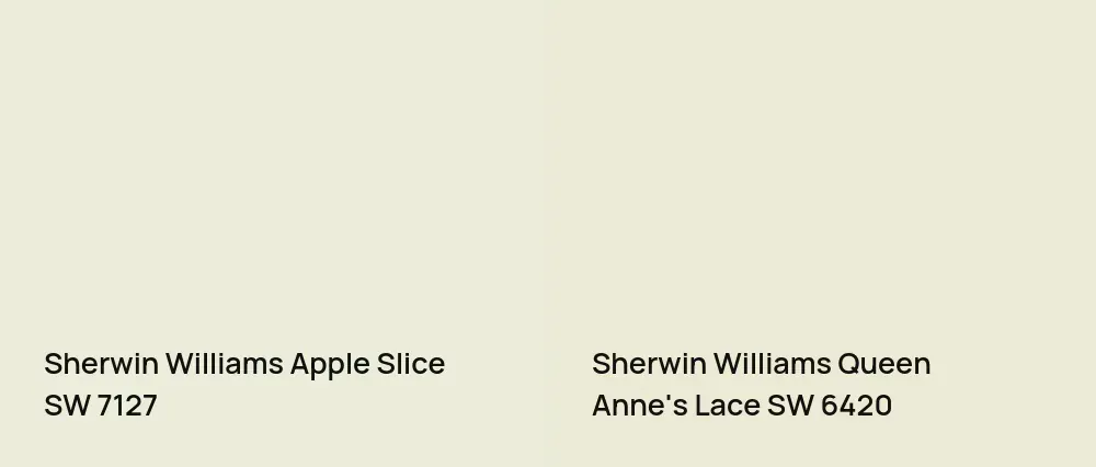 Sherwin Williams Apple Slice SW 7127 vs Sherwin Williams Queen Anne's Lace SW 6420