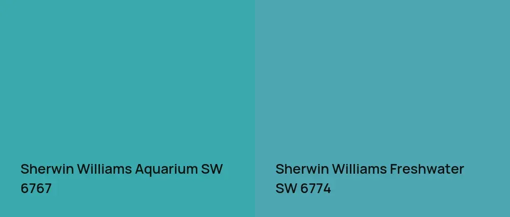 Sherwin Williams Aquarium SW 6767 vs Sherwin Williams Freshwater SW 6774