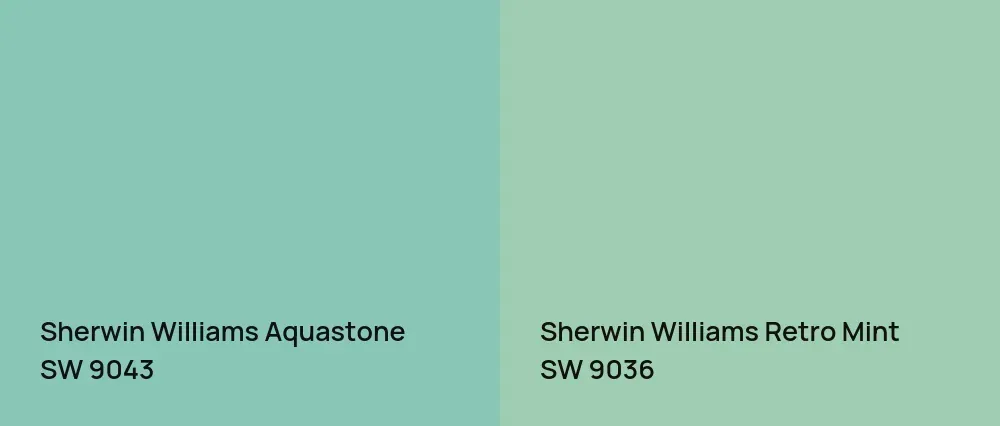 Sherwin Williams Aquastone SW 9043 vs Sherwin Williams Retro Mint SW 9036