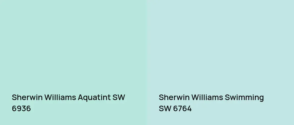 Sherwin Williams Aquatint SW 6936 vs Sherwin Williams Swimming SW 6764