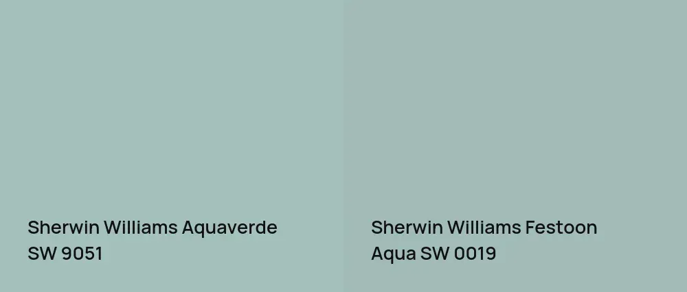 Sherwin Williams Aquaverde SW 9051 vs Sherwin Williams Festoon Aqua SW 0019