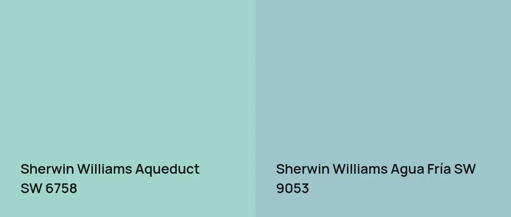 Sherwin Williams Aqueduct SW 6758 vs Sherwin Williams Agua Fría SW 9053