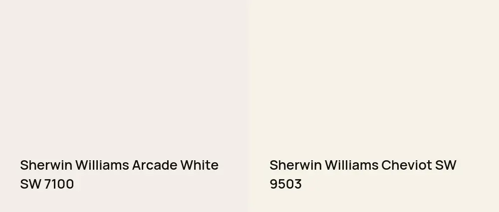Sherwin Williams Arcade White SW 7100 vs Sherwin Williams Cheviot SW 9503