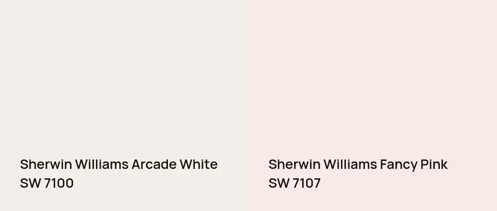 Sherwin Williams Arcade White SW 7100 vs Sherwin Williams Fancy Pink SW 7107