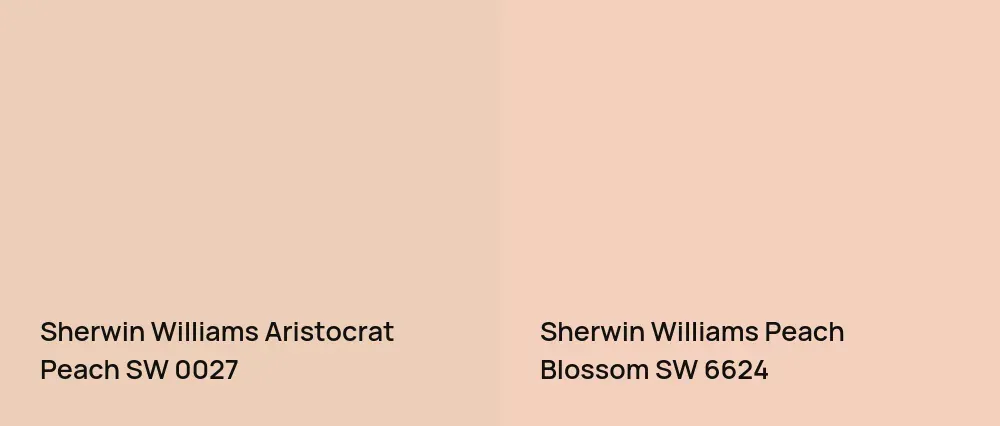 Sherwin Williams Aristocrat Peach SW 0027 vs Sherwin Williams Peach Blossom SW 6624