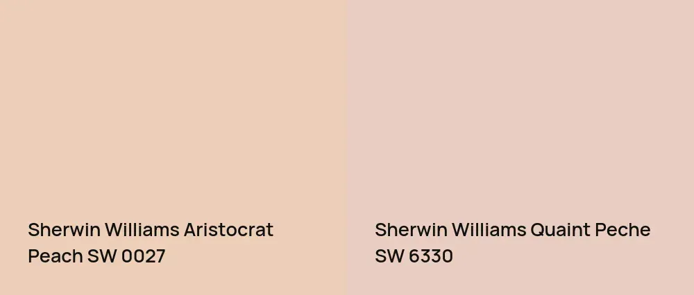 Sherwin Williams Aristocrat Peach SW 0027 vs Sherwin Williams Quaint Peche SW 6330