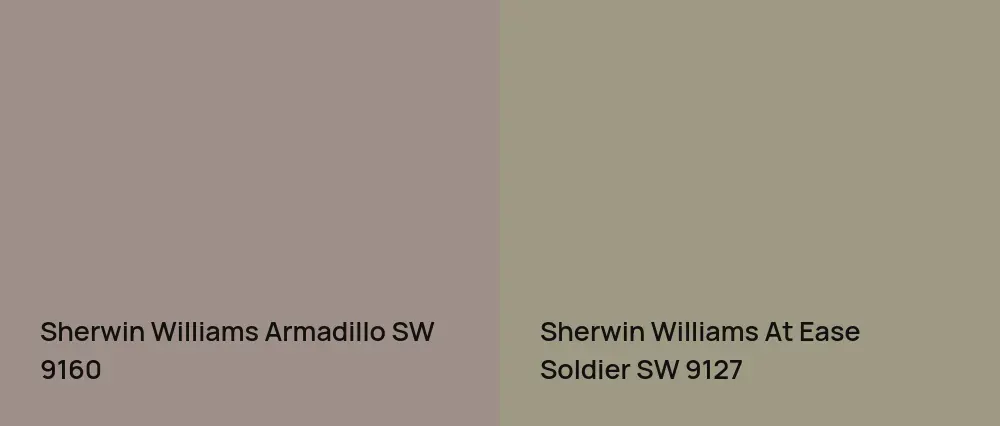 Sherwin Williams Armadillo SW 9160 vs Sherwin Williams At Ease Soldier SW 9127
