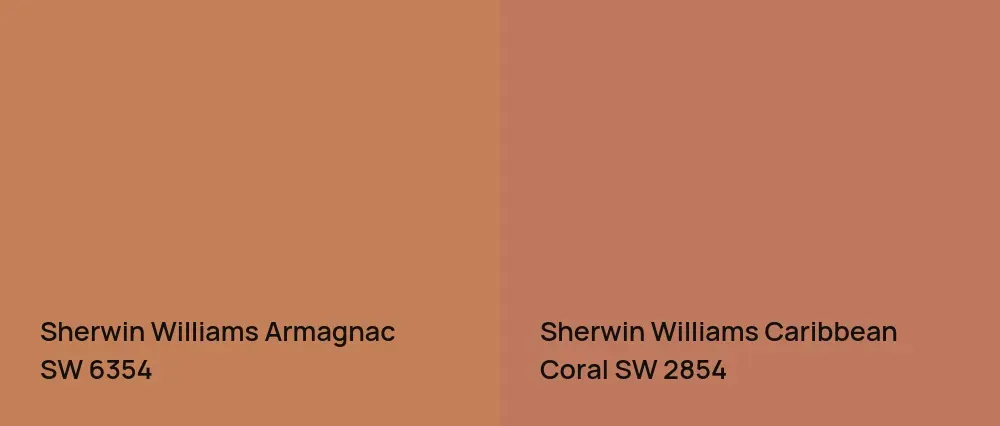 Sherwin Williams Armagnac SW 6354 vs Sherwin Williams Caribbean Coral SW 2854