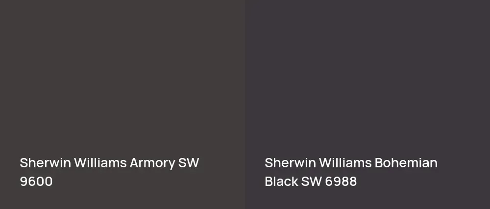 Sherwin Williams Armory SW 9600 vs Sherwin Williams Bohemian Black SW 6988