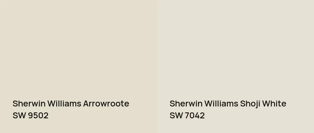 Sherwin Williams Arrowroote SW 9502 vs Sherwin Williams Shoji White SW 7042