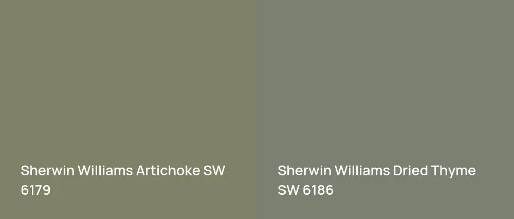 Sherwin Williams Artichoke SW 6179 vs Sherwin Williams Dried Thyme SW 6186