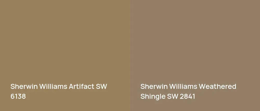 Sherwin Williams Artifact SW 6138 vs Sherwin Williams Weathered Shingle SW 2841