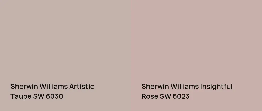 Sherwin Williams Artistic Taupe SW 6030 vs Sherwin Williams Insightful Rose SW 6023