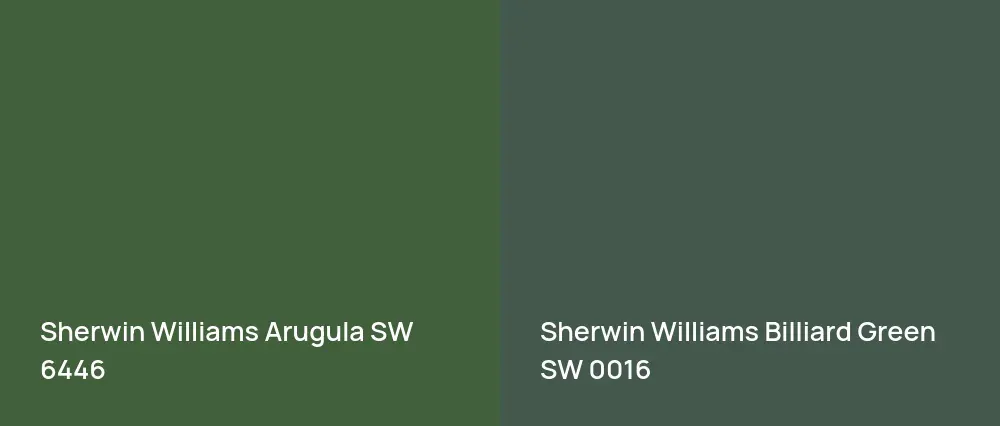 Sherwin Williams Arugula SW 6446 vs Sherwin Williams Billiard Green SW 0016