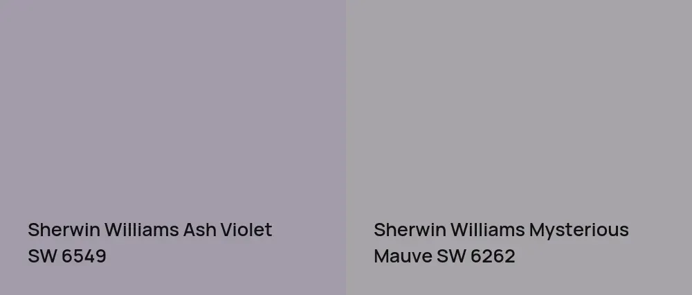 Sherwin Williams Ash Violet SW 6549 vs Sherwin Williams Mysterious Mauve SW 6262