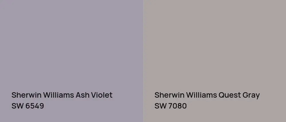 Sherwin Williams Ash Violet SW 6549 vs Sherwin Williams Quest Gray SW 7080