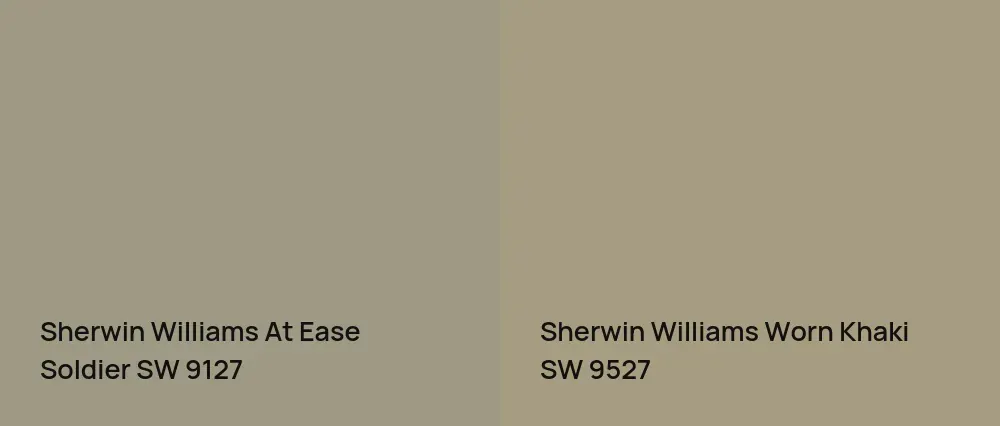 Sherwin Williams At Ease Soldier SW 9127 vs Sherwin Williams Worn Khaki SW 9527