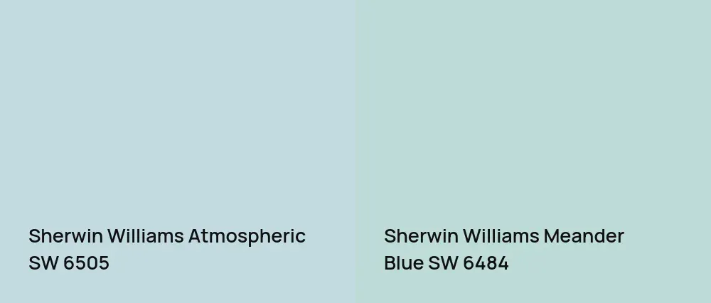 Sherwin Williams Atmospheric SW 6505 vs Sherwin Williams Meander Blue SW 6484