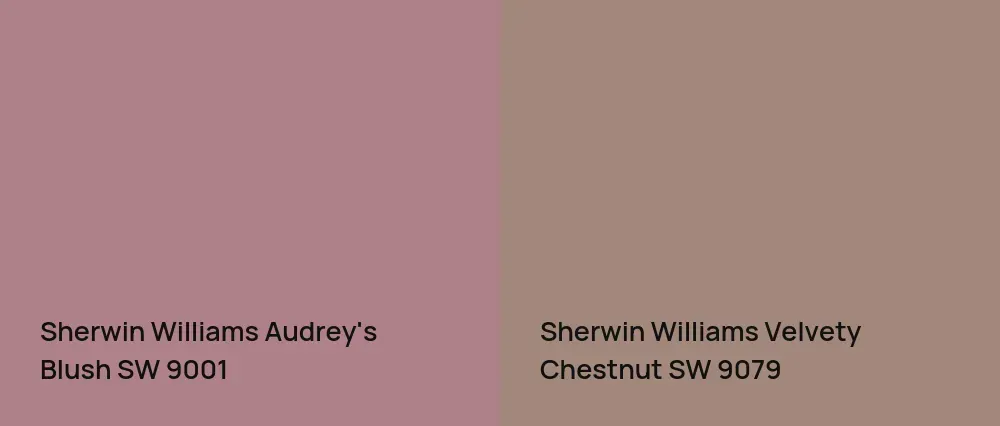 Sherwin Williams Audrey's Blush SW 9001 vs Sherwin Williams Velvety Chestnut SW 9079