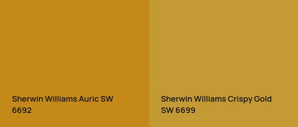Sherwin Williams Auric SW 6692 vs Sherwin Williams Crispy Gold SW 6699