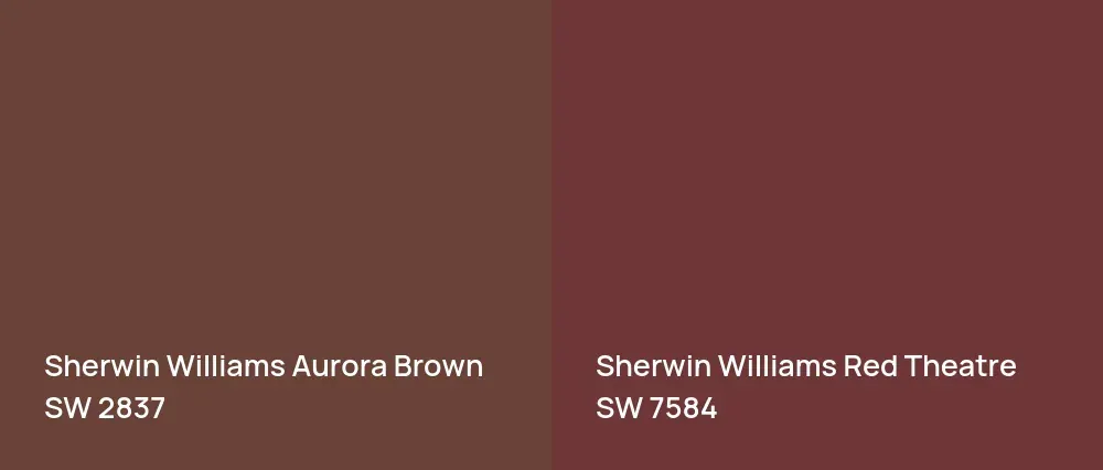 Sherwin Williams Aurora Brown SW 2837 vs Sherwin Williams Red Theatre SW 7584