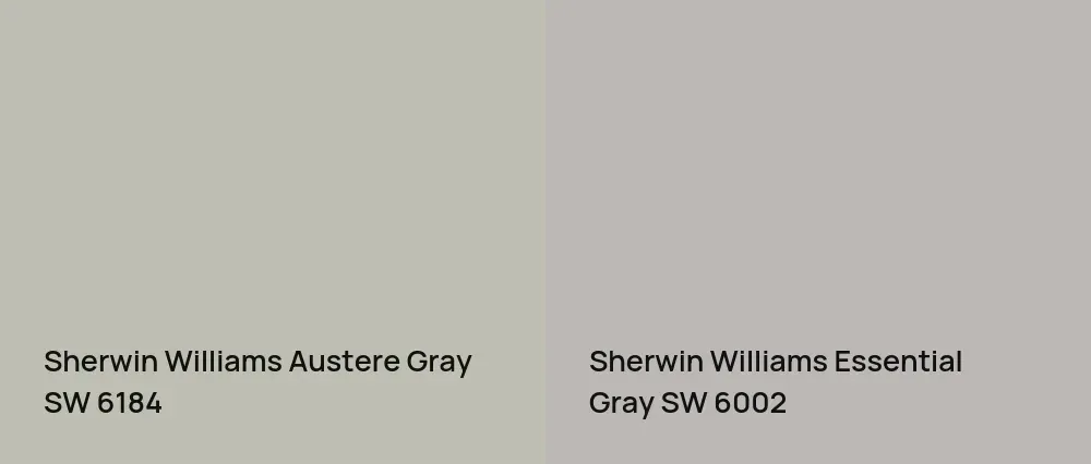 Sherwin Williams Austere Gray SW 6184 vs Sherwin Williams Essential Gray SW 6002