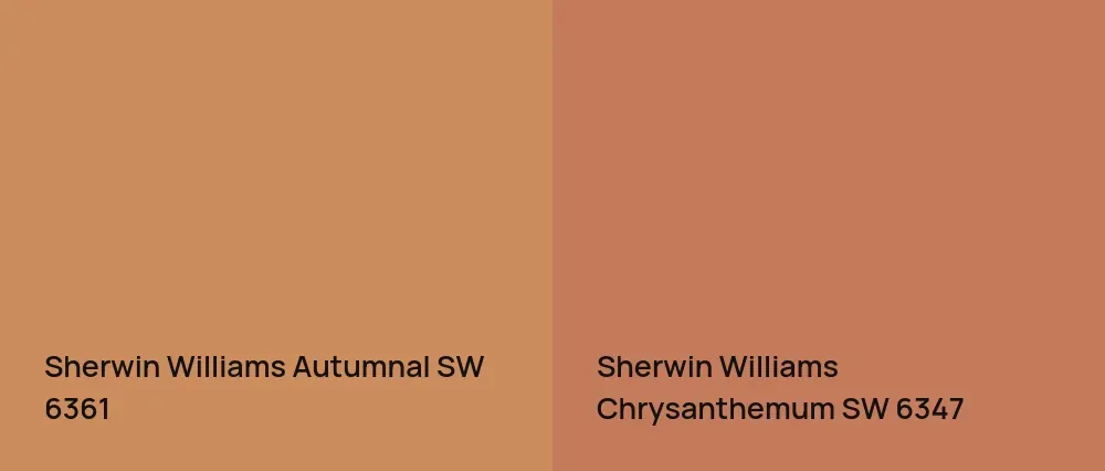 Sherwin Williams Autumnal SW 6361 vs Sherwin Williams Chrysanthemum SW 6347