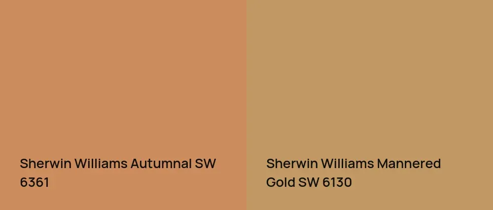 Sherwin Williams Autumnal SW 6361 vs Sherwin Williams Mannered Gold SW 6130