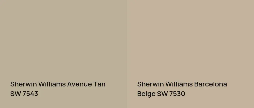 Sherwin Williams Avenue Tan SW 7543 vs Sherwin Williams Barcelona Beige SW 7530