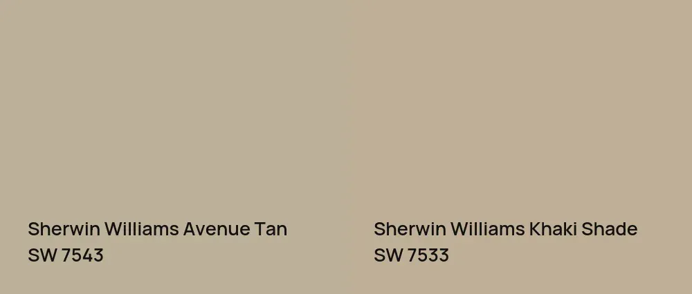 Sherwin Williams Avenue Tan SW 7543 vs Sherwin Williams Khaki Shade SW 7533