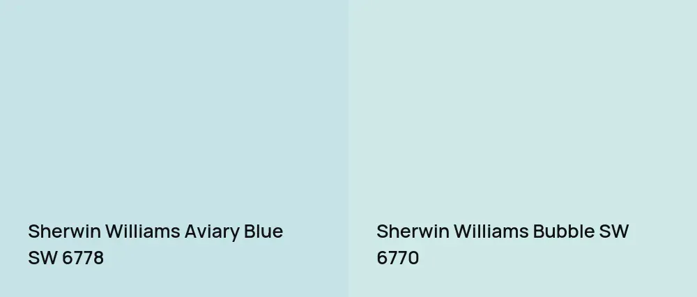 Sherwin Williams Aviary Blue SW 6778 vs Sherwin Williams Bubble SW 6770