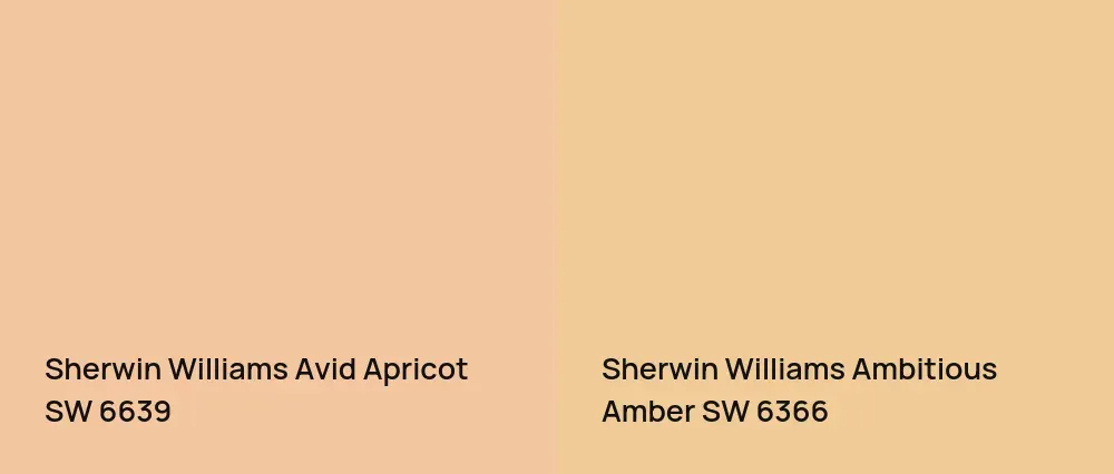 Sherwin Williams Avid Apricot SW 6639 vs Sherwin Williams Ambitious Amber SW 6366