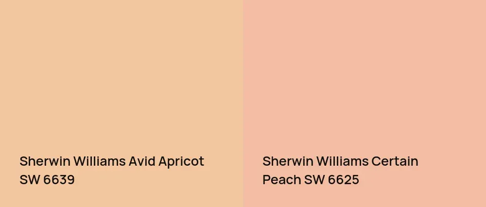 Sherwin Williams Avid Apricot SW 6639 vs Sherwin Williams Certain Peach SW 6625