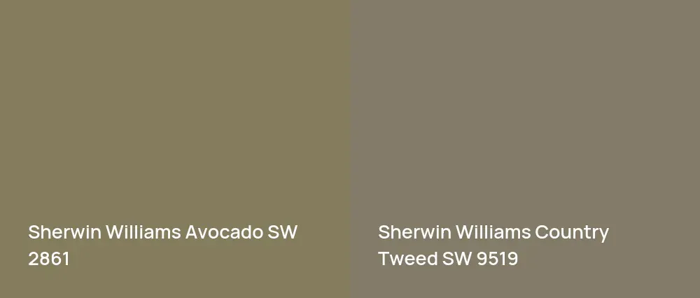 Sherwin Williams Avocado SW 2861 vs Sherwin Williams Country Tweed SW 9519