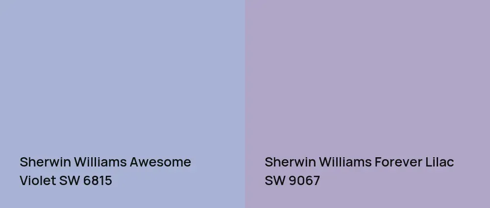Sherwin Williams Awesome Violet SW 6815 vs Sherwin Williams Forever Lilac SW 9067