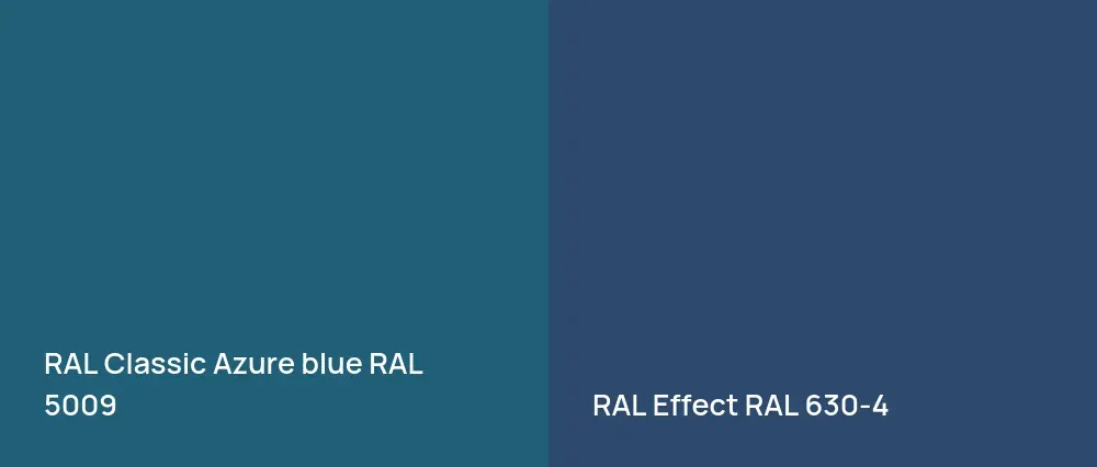 RAL Classic  Azure blue RAL 5009 vs RAL Effect  RAL 630-4