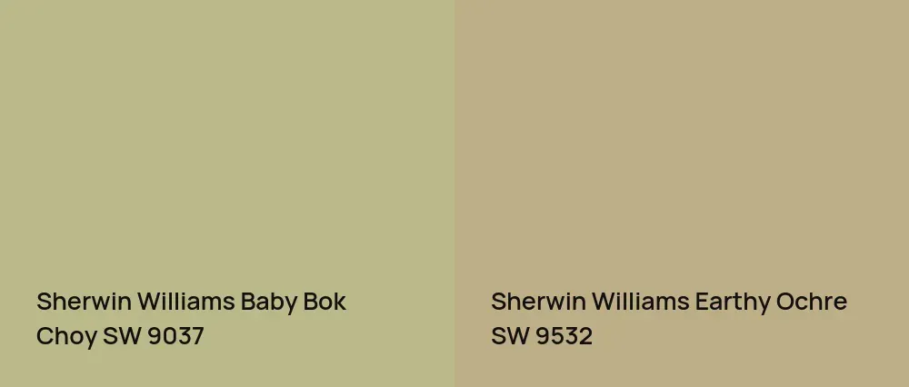 Sherwin Williams Baby Bok Choy SW 9037 vs Sherwin Williams Earthy Ochre SW 9532