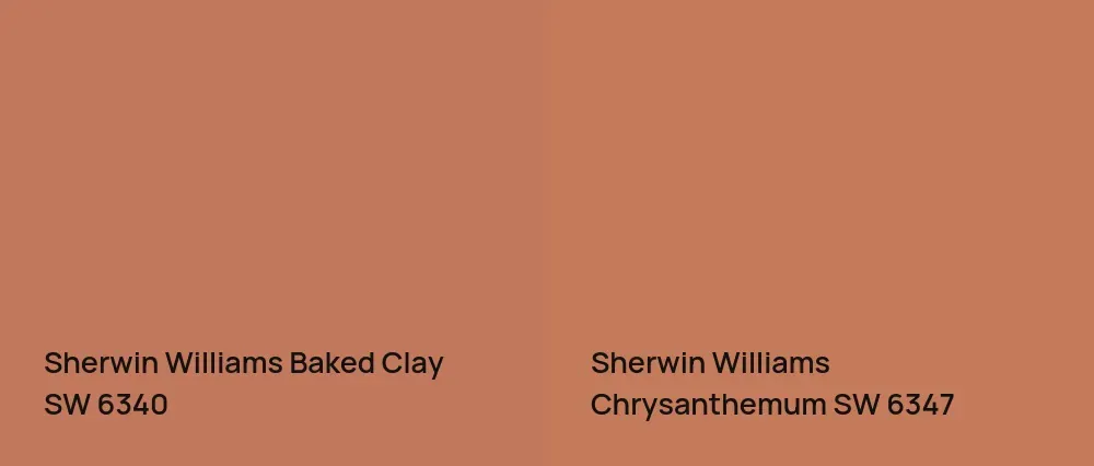 Sherwin Williams Baked Clay SW 6340 vs Sherwin Williams Chrysanthemum SW 6347