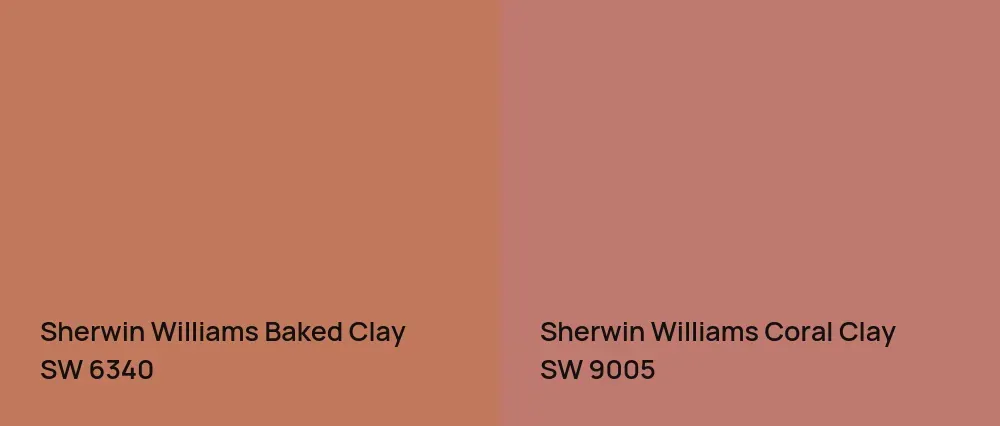 Sherwin Williams Baked Clay SW 6340 vs Sherwin Williams Coral Clay SW 9005