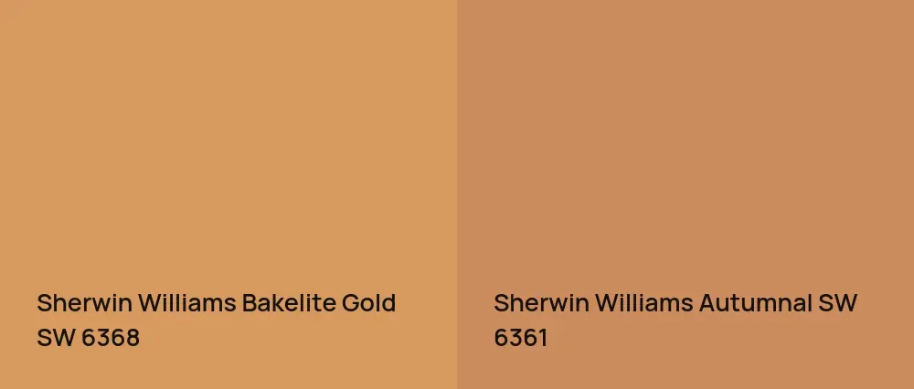 Sherwin Williams Bakelite Gold SW 6368 vs Sherwin Williams Autumnal SW 6361