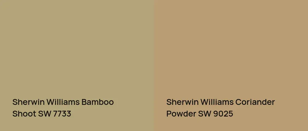 Sherwin Williams Bamboo Shoot SW 7733 vs Sherwin Williams Coriander Powder SW 9025
